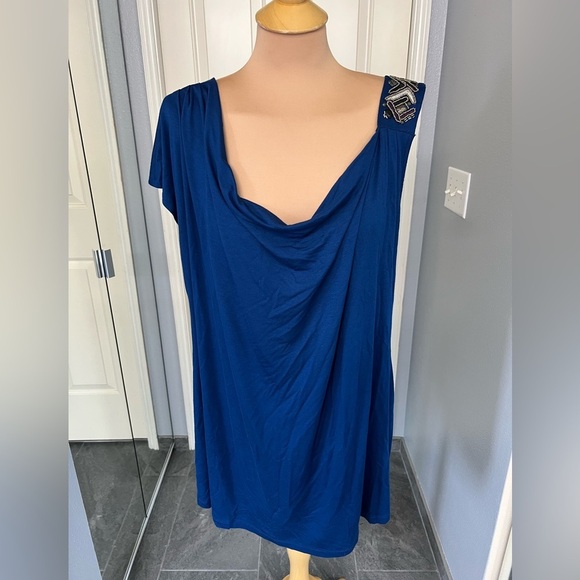 Lot of 2 Plus Size Y2K Beaded Tops Black & Blue Dressy Cruise Date Night - Picture 10 of 13